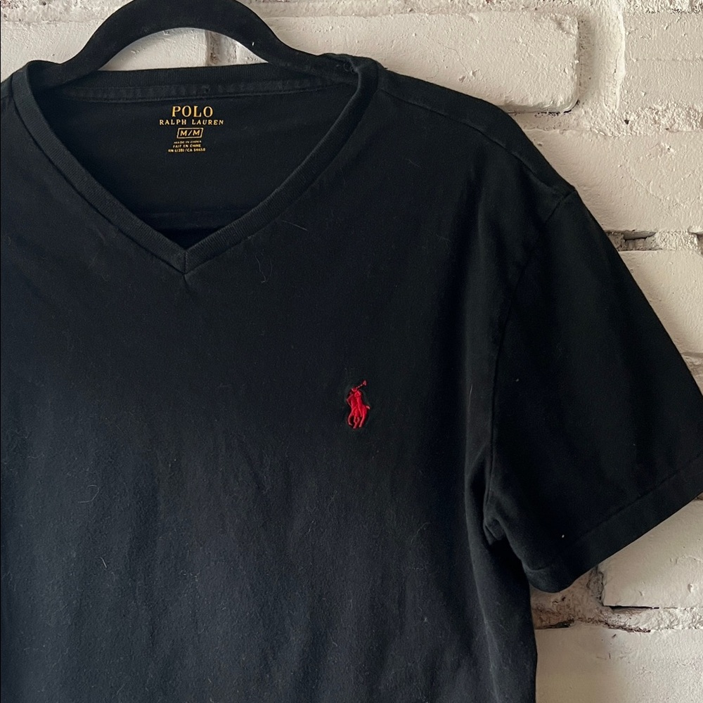 Polo Ralph Lauren Black Cropped T-Shirt red embroider - Picture 2 of 5